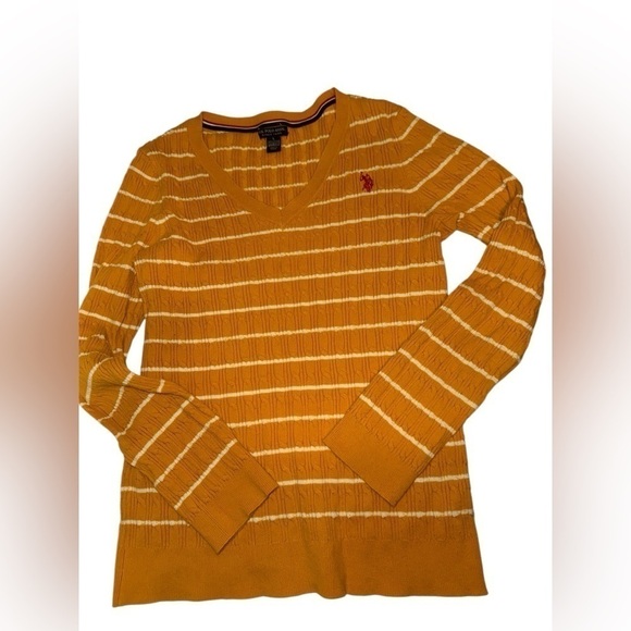 U.S. Polo Assn. Sweaters - US Polo Assn. Yellow Striped Women's Sweater Size Large